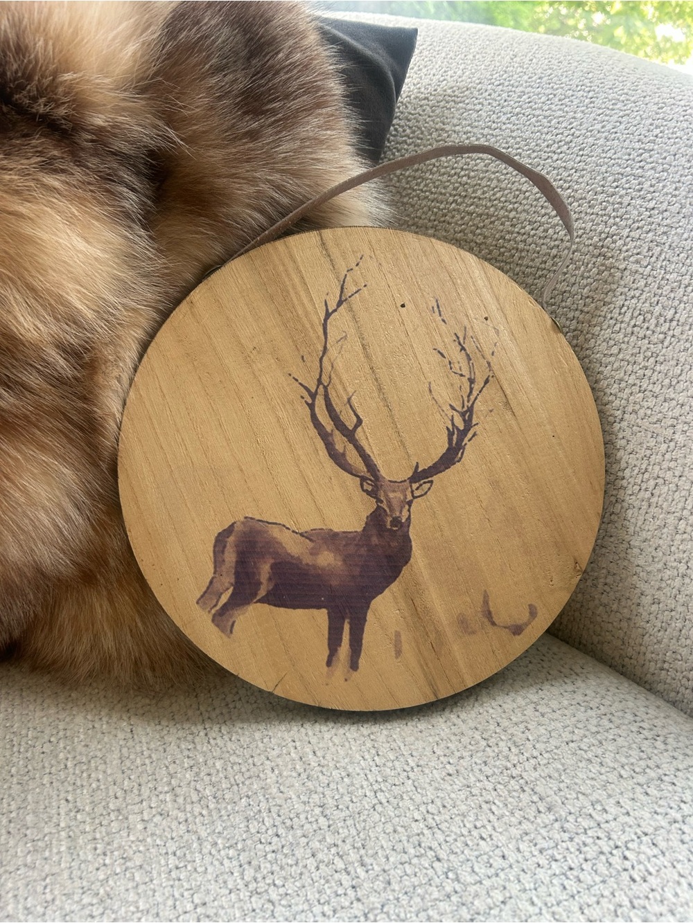 Rustic Round Deer Wall Art in Brown Wood Finish from chalet chic❤️10x10